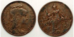 5 Centime Tercera República Francesa (1870-1940)  Bronce 
