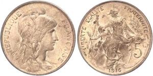 5 Centime Tercera República Francesa (1870-1940)  Bronce 