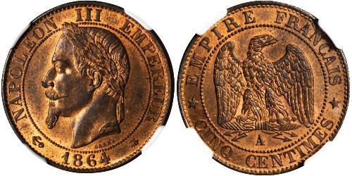 5 Centime Second French Empire (1852-1870) Bronze Napoleon III (1808-1873)