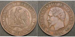 5 Centime Francia Bronzo Napoleone III (1808-1873)