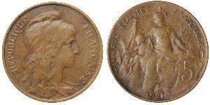 5 Centime Terza Repubblica francese (1870-1940)  Bronzo 