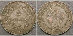 5 Centime Terza Repubblica francese (1870-1940)  Bronzo 