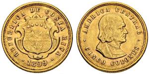 5 Colon Costa Rica (1821 - ) Or 
