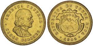 5 Colon Costa Rica (1821 - ) Or 