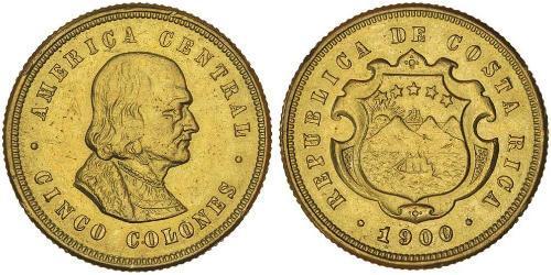 5 Colon Costa Rica (1821 - ) Or 