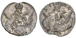 5 Copeca Impero russo (1720-1917) Argento Elisabetta I (1709-1762)