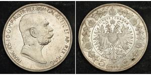 5 Corona Impero austro-ungarico (1867-1918) Argento Franz Joseph I (1830 - 1916)