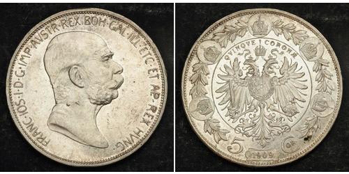 5 Corona Impero austro-ungarico (1867-1918) Argento Franz Joseph I (1830 - 1916)