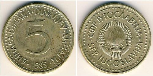 5 Dinaro República Federativa Socialista de Yugoslavia (1943 -1992) Níquel/Latón 