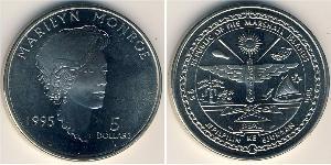 5 Dollar Îles Marshall (1979 - ) Cuivre/Nickel Marilyn Monroe(1926 -1962)