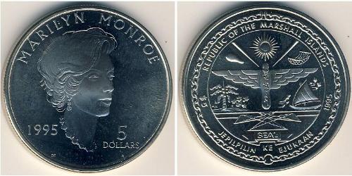 5 Dollar Îles Marshall (1979 - ) Cuivre/Nickel Marilyn Monroe(1926 -1962)