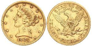 5 Dollar Vereinigten Staaten von Amerika (1776 - ) Gold 