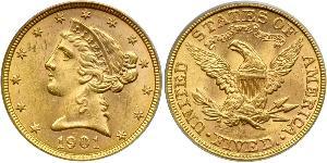 5 Dollar Vereinigten Staaten von Amerika (1776 - ) Gold 