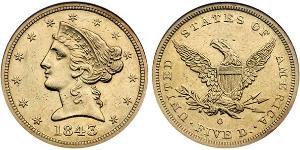 5 Dollar Vereinigten Staaten von Amerika (1776 - ) Gold 