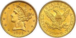 5 Dollar Vereinigten Staaten von Amerika (1776 - ) Gold 