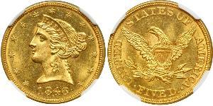 5 Dollar Vereinigten Staaten von Amerika (1776 - ) Gold 