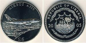 5 Dollar Liberia (1847 - ) Kupfer/Nickel 