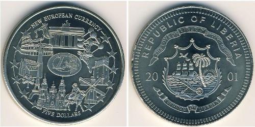 5 Dollar Liberia (1847 - ) Kupfer/Nickel 