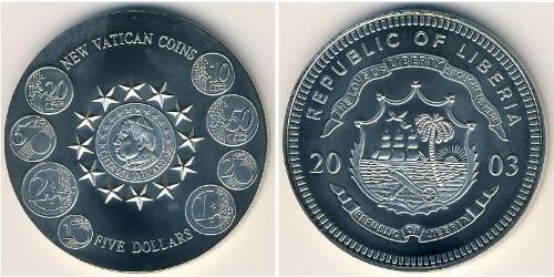 5 Dollar Liberia (1847 - ) Kupfer/Nickel 