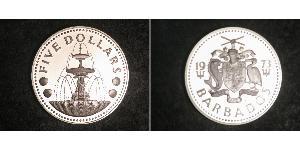 5 Dollar Barbados Silber 