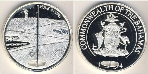 5 Dollar Bahamas (1973 - ) Silver 