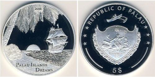 5 Dollar Palau (1994 - ) Silver 