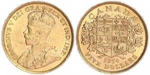 5 Dollar 加拿大 金 乔治五世  (1865-1936)