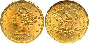 5 Dollar 美利堅合眾國 (1776 - ) 金 