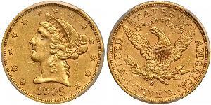 5 Dollar 美利堅合眾國 (1776 - ) 金 