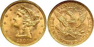 5 Dollar 美利堅合眾國 (1776 - ) 金 