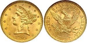 5 Dollar 美利堅合眾國 (1776 - ) 金 