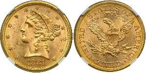 5 Dollar 美利堅合眾國 (1776 - ) 金 