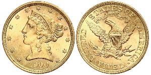 5 Dollar 美利堅合眾國 (1776 - ) 金 
