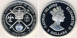 5 Dollaro Isole Cayman (1670 - ) Argento 