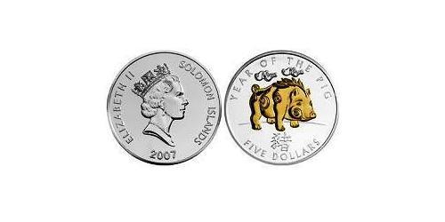 5 Dollaro Isole Salomone Argento Elisabetta II (1926-2022)