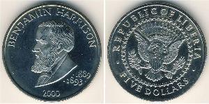 5 Dollaro Liberia (1847 - ) Rame/Nichel Benjamin Harrison (1833 - 1901) 