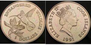 5 Dollaro Cook Islands (1965 - )  Elisabetta II (1926-2022)