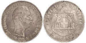 5 Drachma Reino de Grecia (1832-1924) Plata Jorge I de Grecia (1845- 1913)
