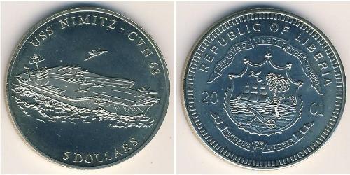 5 Dólar Liberia (1847 - ) Níquel/Cobre 