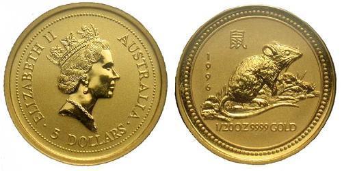 5 Dólar Australia (1939 - ) Oro Isabel II (1926-2022)