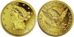 5 Dólar Estados Unidos de América (1776 - ) Oro 