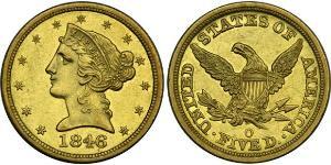 5 Dólar Estados Unidos de América (1776 - ) Oro 