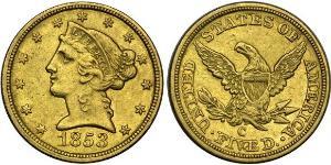 5 Dólar Estados Unidos de América (1776 - ) Oro 