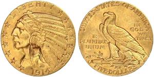 5 Dólar Estados Unidos de América (1776 - ) Oro 