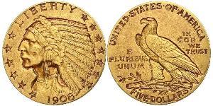5 Dólar Estados Unidos de América (1776 - ) Oro 