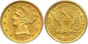5 Dólar Estados Unidos de América (1776 - ) Oro 