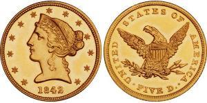 5 Dólar Estados Unidos de América (1776 - ) Oro 