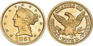 5 Dólar Estados Unidos de América (1776 - ) Oro 