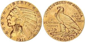 5 Dólar Estados Unidos de América (1776 - ) Oro 