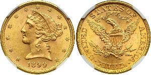 5 Dólar Estados Unidos de América (1776 - ) Oro 